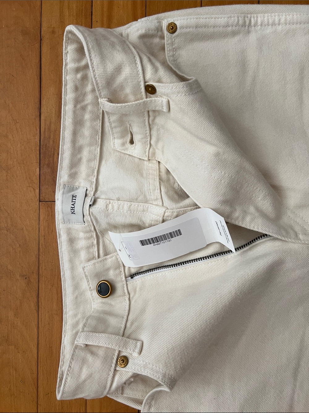 KHAITE- Women Cream Cotton jeans size 28. Bought at The RealReal